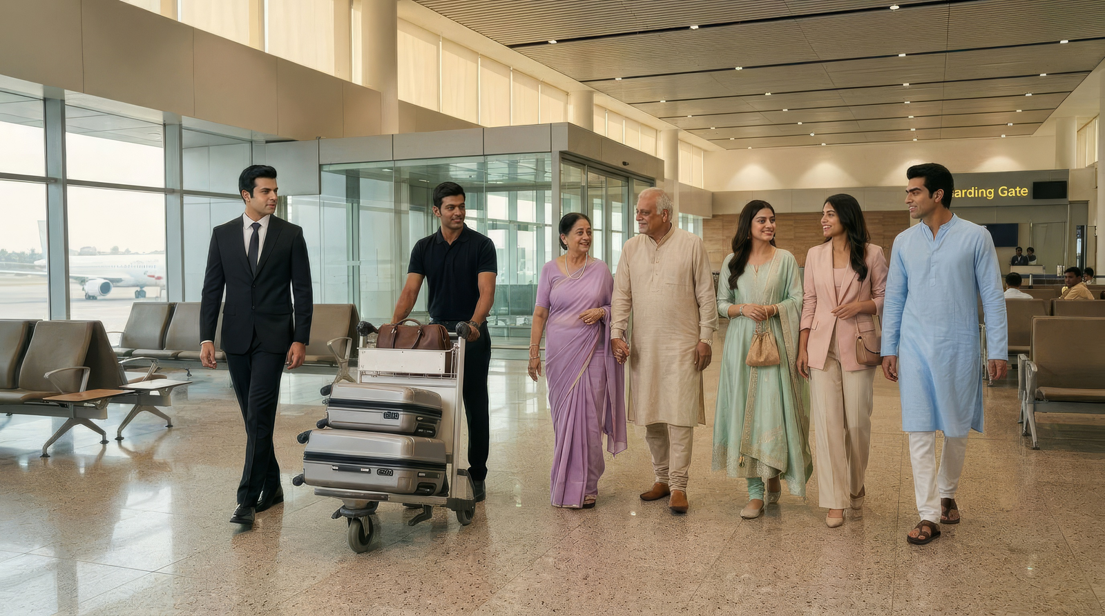 Wedding Charters — families at the airport